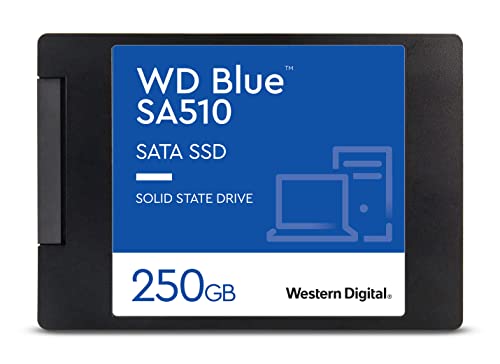 Western Digital 250GB WD Blue SA510 SATA Internal Solid State Drive SSD - SATA III 6 Gb/s, 2.5"/7mm, Up to 555 MB/s - WDS250G3B0A