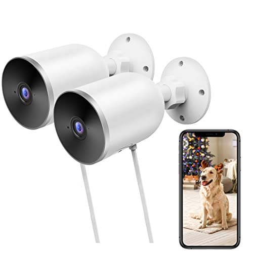 Wireless Security Camera Outdoor, 1080P WiFi Home Smart Surveillance IP Camera, CCTV Camera for Home Security with Waterproof, Night Vision, 2-Way Audio, Motion Detection, Compatible with Alexa, 2pcs