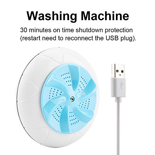 EVGATSAUTO Mini Washing Machine, Portable Ultrasonic Washing Machine Travel Laundry Washer Cleaner Cleaning Tool for Clothes Fruit Vegetables(Blue)