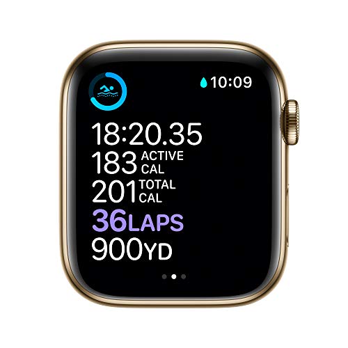 Apple Watch Series 6 (GPS + Cellular, 44mm) - Gold Stainless Steel Case with Cyprus Green Sport Band