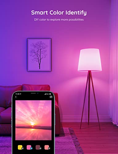 Govee Smart Light Bulbs, WiFi & Bluetooth LED Light Bulbs, RGBWW Color Changing Light Bulbs, 54 Dynamic Scenes, Music Sync, 16 Million DIY Colors Dimmable, Work with Alexa & Google Assistant, 2 Pack