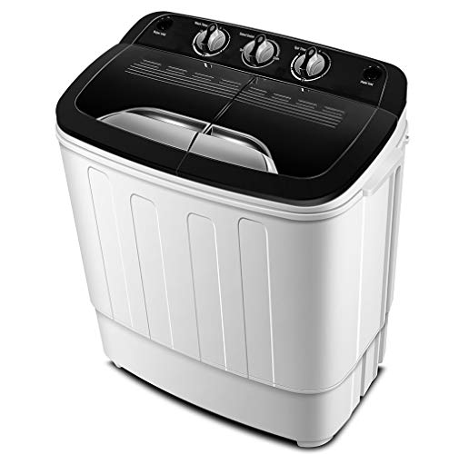Portable Washing Machine with Draining Pump - Twin Tub Washer Machine with 7.9lbs Wash and 4.4lbs Spin Cycle Compartments by Think Gizmos