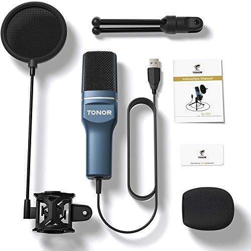 USB Microphone, TONOR Computer Cardioid Condenser PC Gaming Mic with Tripod Stand & Pop Filter for Streaming, Podcasting, Vocal Recording, Compatible with Laptop Desktop Windows Computer, TC-777