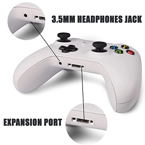 Poulep Wireless PC Game Controller for All Xbox One Models Xbox Series X/S/Xbox One/Xbox One S/One X, ，with Headphone Jack (White)