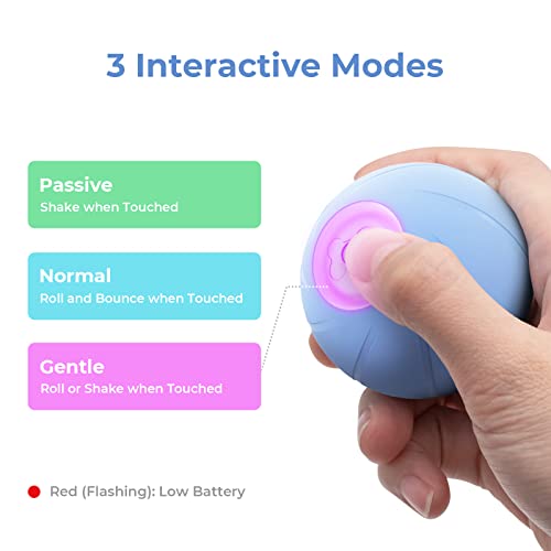 Cheerble Smart Interactive Dog Toy Ball, Automatic Moving Bouncing Rolling Ball for Small Medium Breeds Dogs, Durable Natural Rubber, Wicked Ball SE, Blue