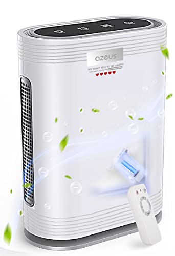 AZEUS True HEPA Air Purifier for Home, up to 1080 sq ft Large Room, UV light | Ionic Generator | Office or Commercial Space | Filter 99.97% Pollen, Smoke, Dust, Pet Dander | Auto Mode | Air Quality Sensor | Night Light