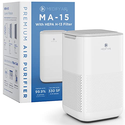 Medify MA-40-UV Air Purifier, White, 2-Pack & MA-15 Air Purifier with H13 HEPA filter - a higher grade of HEPA | '3-in-1' Filters | 99.9% removal in a Modern Design - White 1Pack…