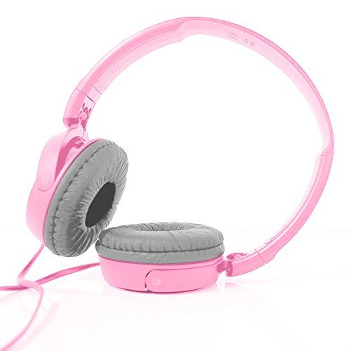 SONY Over Ear Best Stereo Extra Bass Portable Foldable Headphones Headset for Apple iPhone iPod/Samsung Galaxy / mp3 Player / 3.5mm Jack Plug Cell Phone (Rose)