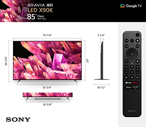 Sony 85 Inch 4K Ultra HD TV X90K Series: BRAVIA XR Full Array LED Smart Google TV with Dolby Vision HDR and Exclusive Features for The Playstation® 5 XR85X90K- 2022 Model