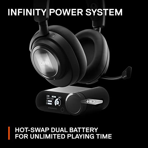 SteelSeries Arctis Nova Pro Wireless Multi-System Gaming Headset - Premium Hi-Fi Drivers - Active Noise Cancellation - Infinity Power System - ClearCast Gen 2 Mic - PC, PS5, PS4, Switch, Mobile