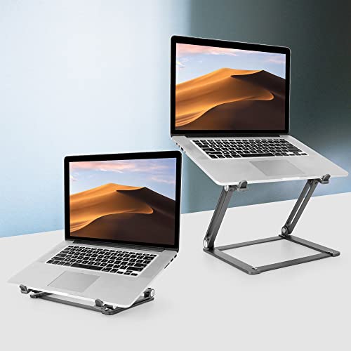 Laptop Stand for Desk Adjustable Height, LOTEYIKE Aluminum Computer Stand for Laptop, Lightweight Multi-Angle Portable Laptop Riser for MacBook Air/Pro and 10-17" Notebooks Holder, Grey