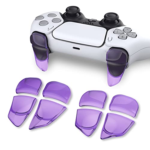 PlayVital Blade 2 Pairs Shoulder Buttons Extension Triggers for ps5 Controller, Game Improvement Adjusters for ps5 Controller, Bumper Trigger Extenders for ps5 Controller - Clear Atomic Purple