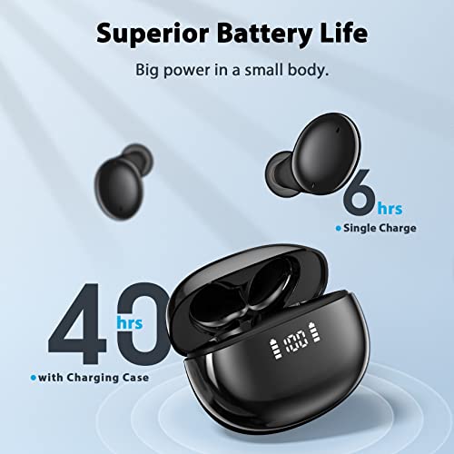 CAPOXO Wireless Earbuds Bluetooth Headphones 40Hrs Playtime with Wireless Charging Case&Dual LED Power Display, IPX7 Waterproof Earphones, in Ear Stereo Headset Built-in Mic for iPhone/Android