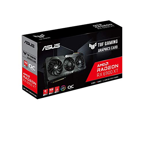 ASUS TUF Gaming AMD Radeon™ RX 6900 XT OC Edition Graphics Card (PCIe 4.0, 16GB GDDR6, HDMI 2.1, DisplayPort 1.4a, Dual Ball Fan Bearings, All-Aluminum Shroud, Reinforced Frame, GPU Tweak II)