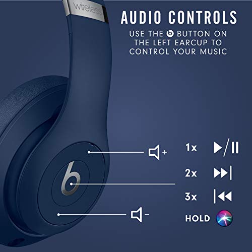 Beats Studio3 Wireless Noise Cancelling Over-Ear Headphones - Apple W1 Headphone Chip, Class 1 Bluetooth, 22 Hours of Listening Time, Built-in Microphone - Blue (Latest Model) - AOP3 EVERY THING TECH 