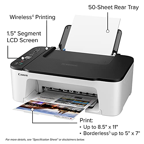 Canon PIXMA TS35 22 Color Inkjet All-in-One Wireless Printer - Print Copy Scan - Mobile Printing - Up to 50 Sheets Paper Tray - Up to 4800 x 1200 dpi - 1.5" LCD Display + HDMI Cable