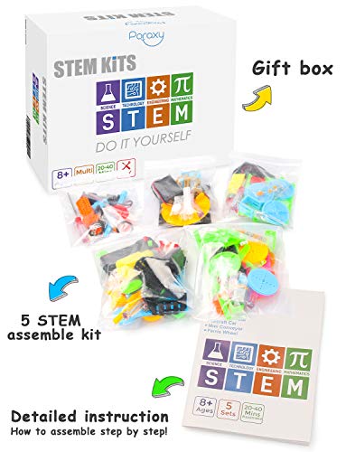 5 Set STEM Kit, DC Motors Electronic Assembly Robotic Kit DIY STEM Toys for Kids, Building Science Experiments Projects Kits, Gifts for Boys and Girls Ages 8 9 10 11 12