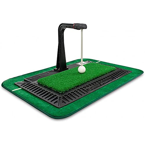 WINNER SPIRIT Real Swing 300 Golf Swing & Hitting Trainer, True Impact, Checking Path After Swing Practice Mat Groover Training Aid, Height Adjustable (All Set)