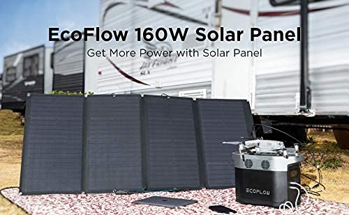 EF ECOFLOW 160 Watt Portable Solar Panel for Power Station, Foldable Solar Charger with Adjustable Kickstand, Waterproof IP68 for Outdoor Camping RV Off Grid System