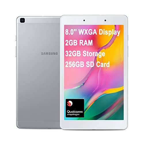 Samsung Galaxy Tab A Tablet Computer 8.0'' WXGA (1280 x 800) Display 4-Core Qualcomm Snapdragon 429 2GB RAM 32GB Storage + 256GB SD Card 5100mAh Battery Android OS Silver