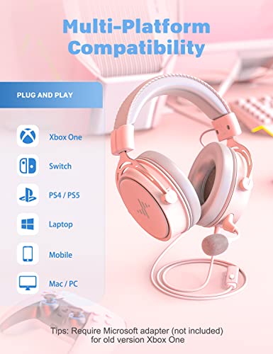 Gaming Headset for PS5 PS4 Xbox One Switch, Gaming Headphones with Microphone for PC Mac Laptop Computer Gamer