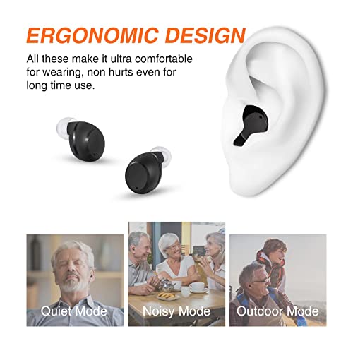 [2021 New] Rechargeable Invisible Hearing Amplifier Aid for Adults Seniors, Magnetic Contact Charging Box, Mini Sound Amplifier Earbuds Hearing Assist Noise Cancelling 1 Pair