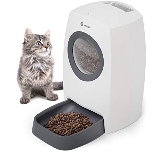 Vremi Automatic Pet Feeder - 6L Dry Food Dispenser for Cats and Dogs - Easily Programmable Timer for up to 4 Meals per Day - Battery Backup Option with Voice Recorder, Digital Display