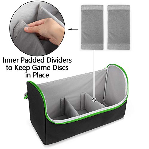 Trunab Game Disc Case Hold Up to 24 Discs, Portable Storage Bag Gaming Disk Organizers, Compatible with Xbox 360/Xbox One/Xbox Series X/S/PS4/PS4 Pro/PS3/PS5, Green (Patent Pending)