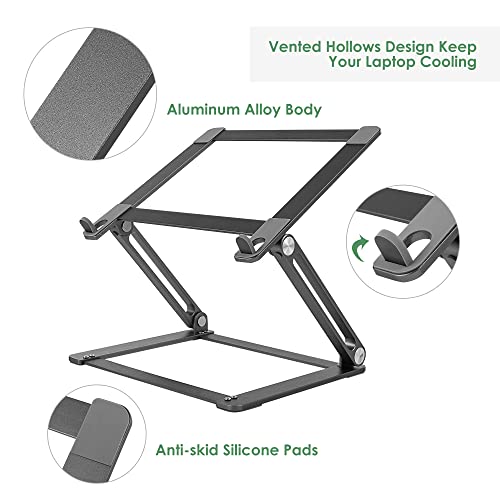 Laptop Stand for Desk Adjustable Height, LOTEYIKE Aluminum Computer Stand for Laptop, Lightweight Multi-Angle Portable Laptop Riser for MacBook Air/Pro and 10-17" Notebooks Holder, Grey