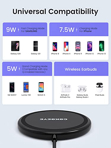 Wireless Charger, 15W Qi-Certified Max Fast Wireless Charging Pad 2-Pack Compatible with iPhone 13/13 Pro/13 Mini/13 ProMax/12/SE/11, Samsung Galaxy S21/S20/Note 10/Edge Note 20Ultra/S10, AirPods Pro