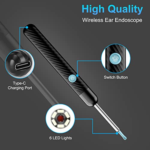 Ear Wax Removal, Ear Cleaner with Camera, Ear Wax Removal Tool with 1080P, Ear Camera Otoscope with Light, Ear Wax Removal kit for iPhone, iPad, Android Phones