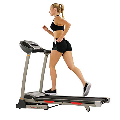 Sunny Health & Fitness Portable Treadmill with Auto Incline, LCD, Smart APP and Shock Absorber - SF-T7705