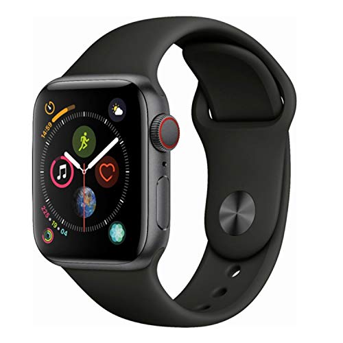 Apple Watch Series 4 (GPS + Cellular, 44MM) - Space Gray Aluminum Case with Black Sport Band (Renewed) - AOP3 EVERY THING TECH 