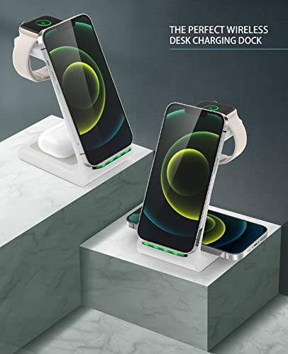 Wireless Charging Station,3 in 1 Fast Charging Station,Wireless Charger Stand for iPhone 13/12/11 Pro Max/X/Xs Max/8/8 Plus, AirPods 3/2/pro, iWatch Series 7/6/5/SE/4/3/2, and Samsung Phones