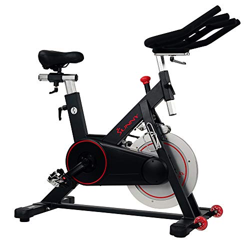 Sunny Health & Fitness Magnetic Belt Drive Indoor Cycling Bike with 44 lb Flywheel and Large Device Holder, Black, Model Number: SF-B1805