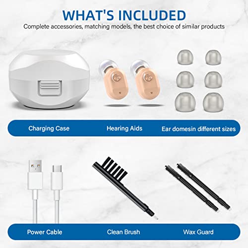 Fursom Rechargeable Hearing Aids for Seniors, Hearing Amplifier for Adults with Noise Cancelling, Digital Sound Amplifier Comfortable Wear Invisible, Magnetic Contact Charging Box, A Pair