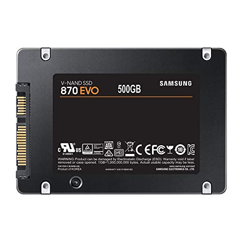 Samsung SSD 870 EVO, 500 GB, Form Factor 2.5”, Intelligent Turbo Write, Magician 6 Software, Black