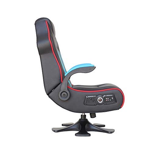 X Rocker, 5134201, CXR3 2.1 Dual Audio LED Gaming Chair with Flip-Up Arms, 32.1 x 24.8 x 40.55, Black/Teal/LED