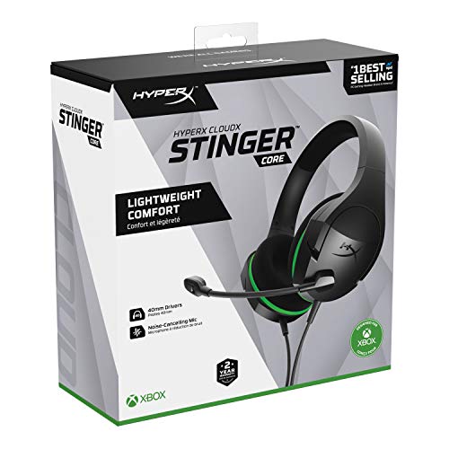 HyperX CloudX Stinger Core - Official Licensed for Xbox, Gaming Headset with In-Line Audio Control, Immersive In-Game Audio, Microphone