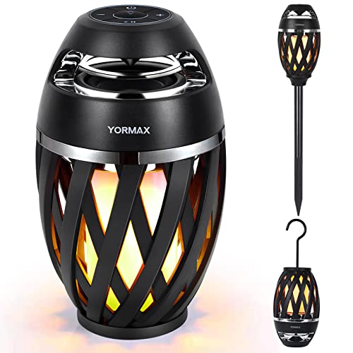 Outdoor Bluetooth Speaker, Yormax Flame Lantern Speakers TWS Allow to Sync Two, Gifts for Men Women, Stereo Speakers for Camping/Garden/Patio Decor, Gadgets for Him Her Dads Mom Wife Husband 1 Pack