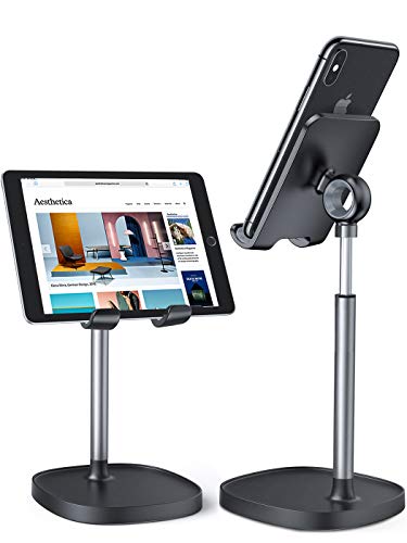 LISEN Cell Phone Stand, Adjustable Phone Stand for Desk, Thick Case Friendly Phone Holder Stand, Taller iPhone Stand Compatible with All Mobile Phone, iPhone 14, iPad, Tablet 4-10'' Desk Accessories