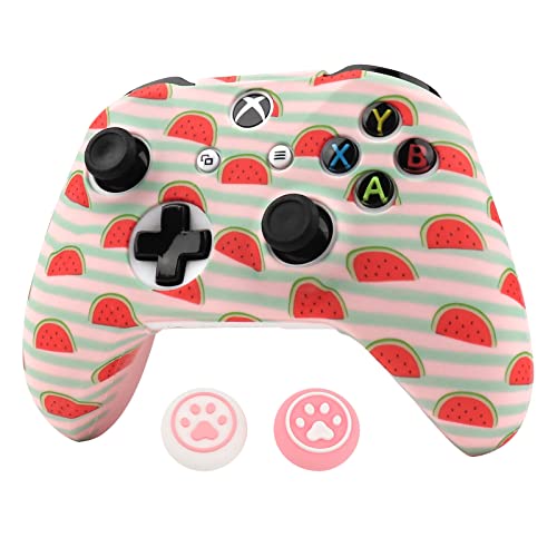 Xbox One Controller Skin,RALAN Fruit Pink Anti-Slip Silicone Controller Cover Protector Case Compatible for Xbox 1 Wireless/Wired Gamepad Joystick with 2 Cute Thumb Grips Caps .