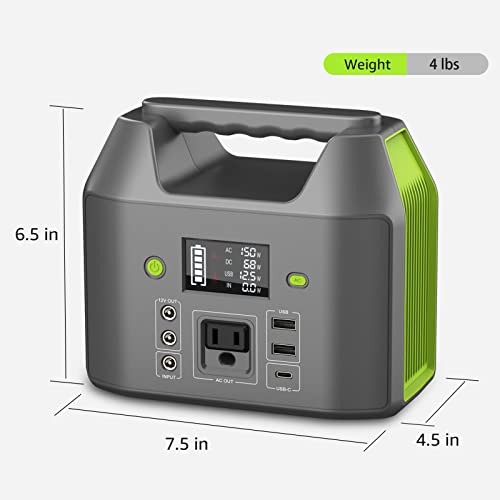 EnginStar Portable Power Station, 150W 155Wh Power Bank with 110V AC Outlet, 6 Outputs External Battery Pack Portable Backup Battery Laptop Charger with LED Light for Home Camping