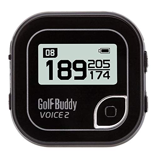 Golf Buddy Voice 2 Talking GPS Rangefinder (Bundle), Long Lasting Battery Golf Distance Range Finder & Silicon Strap Wristband (Voice 2, Black Voice 2 + Black Wristband)