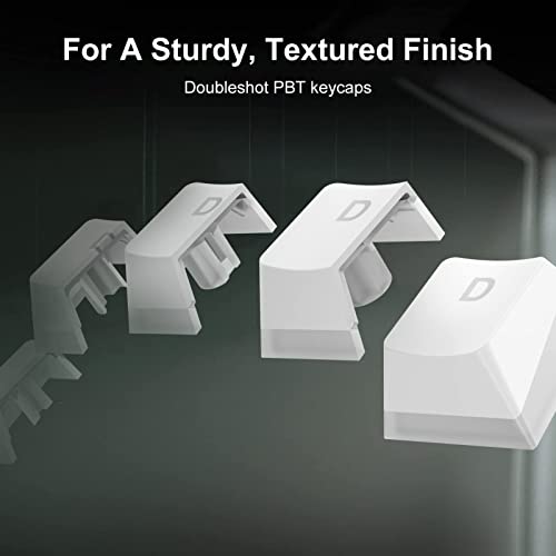 NPET KC10-02 Pudding Keycaps, Doubleshot PBT Keycap Set with Translucent Layer, for Mechanical Keyboards, Full 104 Key Set, OEM Profile, US Layout, White