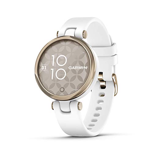 Garmin Lily, Small Smartwatch with Touchscreen and Patterned Lens, Light Gold and White