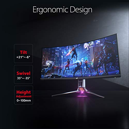 ASUS ROG Swift PG35VQ 35” Curved HDR Gaming Monitor 200Hz (3440 x 1440) 2ms G-SYNC Ultimate Eye Care DisplayPort HDMI USB Aura Sync HDR10 DisplayHDR 1000