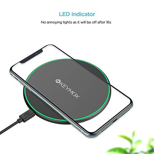 Wireless Charger, KEYMOX Qi-Certified for iPhone13/ 12/12 Mini/12 Pro Max / SE, 11, 11 Pro, 11 Pro Max, XR, Xs Max, XS, X, 8, 8 Plus, 10W Fast-Charging Galaxy S20 S10 S9 S8, Note 10(No AC Adapter)