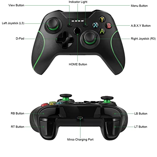 Sogdeco Wireless Controller Compatible with Xbox One - 2.4GHz Game Controller Built-in Dual Vibration Gamepad Compatible with Xbox One/One S/One X/One Series X/S/Elite/PC Windows 7/8/10 (Black)