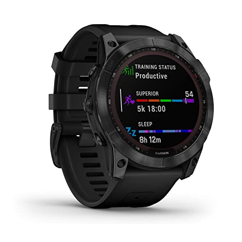 Garmin Fenix 7X Sapphire Solar GPS Smartwatch with Black Band (Black) Bundle with Double Wall Stainless Steel Tumbler (2 Items)